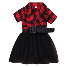 Load image into Gallery viewer, Girls Plaid Print Dress with Belt - Little JQube
