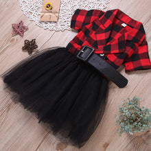 Load image into Gallery viewer, Girls Plaid Print Dress with Belt - Little JQube
