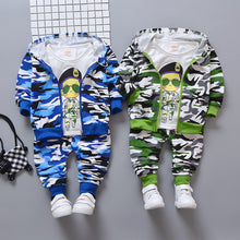 Load image into Gallery viewer, 3 PCS Camouflage Print Hooded Clothing Set - Little JQube
