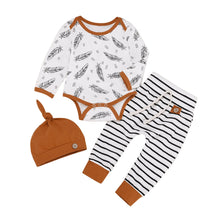 Load image into Gallery viewer, Feather Stripe Hooded Three-Piece Set - Little JQube
