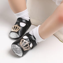 Load image into Gallery viewer, Crown Print Glitter Baby Shoes - Little JQube
