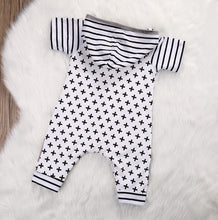 Load image into Gallery viewer, Cross Striped Hooded Romper - Little JQube
