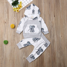 Load image into Gallery viewer, Striped Elephant Pattern Outfit - Little JQube
