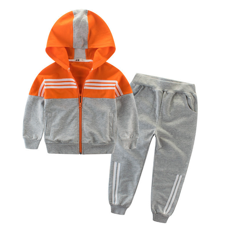 2 PCS Zipper Striped Tracksuit - Little JQube