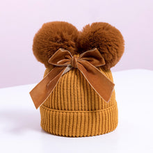 Load image into Gallery viewer, Pom Pom Bow Knit Hat - Little JQube
