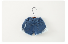 Load image into Gallery viewer, Lace Design Denim Shorts - Little JQube
