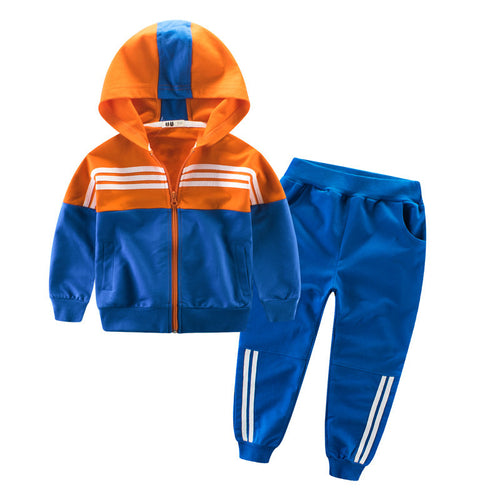 2 PCS Zipper Striped Tracksuit - Little JQube