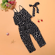 Load image into Gallery viewer, Girls Sleeveless Polka Dot Strap Jumpsuit - Little JQube
