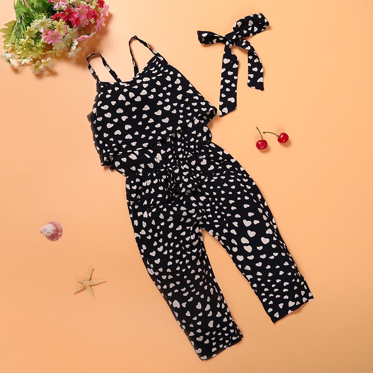 Girls Sleeveless Polka Dot Strap Jumpsuit - Little JQube