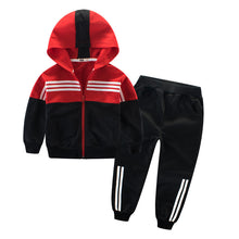 Load image into Gallery viewer, 2 PCS Zipper Striped Tracksuit - Little JQube
