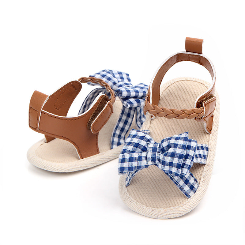 Baby Girl Bowknot Plaid Sandals - Little JQube