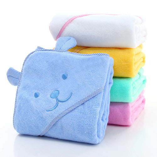 Embroidered Bear Cotton Hooded Towel - Little JQube