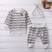 Load image into Gallery viewer, 3 Pcs Striped Print Casual Set - Little JQube
