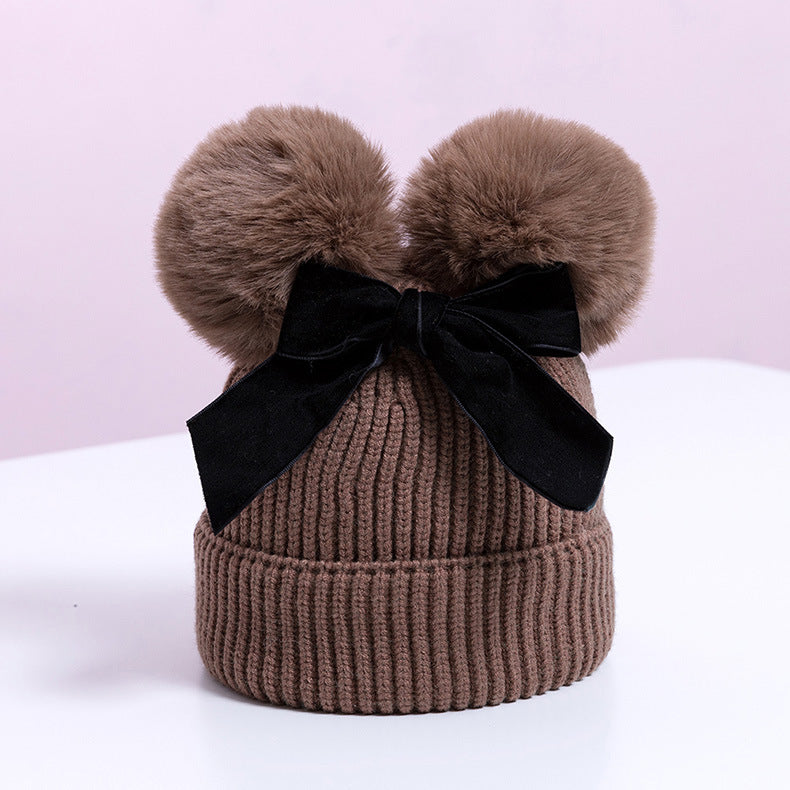 Pom Pom Bow Knit Hat - Little JQube