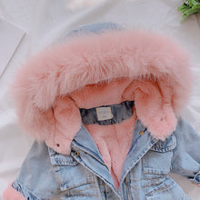 Load image into Gallery viewer, Denim Fur Hooded Winter Jacket - Little JQube
