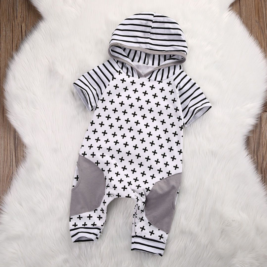 Cross Striped Hooded Romper - Little JQube