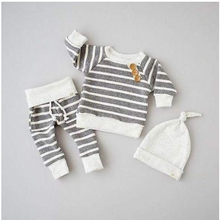 Load image into Gallery viewer, 3 Pcs Striped Print Casual Set - Little JQube
