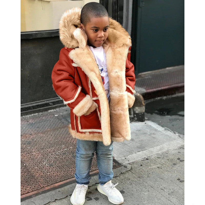 Warm Faux Fur Hooded Jacket - Little JQube