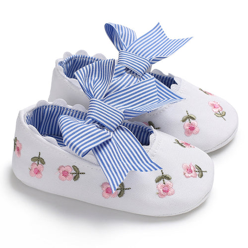 Bowknot Embroidered Flower Shoe - Little JQube