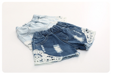 Load image into Gallery viewer, Lace Design Denim Shorts - Little JQube
