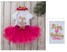 Load image into Gallery viewer, My First Birthday Letter Printed Top and Mesh Skirt - Little JQube
