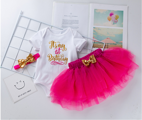 My First Birthday Letter Printed Top and Mesh Skirt - Little JQube