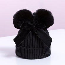 Load image into Gallery viewer, Pom Pom Bow Knit Hat - Little JQube
