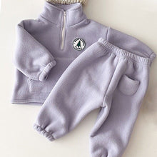 Load image into Gallery viewer, Two Piece Fleece High Neck Tracksuit - Little JQube
