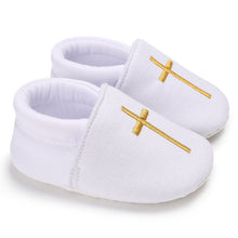 Load image into Gallery viewer, CROSS PRINT BABY BAPTISM SHOES - Little JQube
