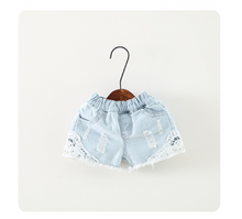 Load image into Gallery viewer, Lace Design Denim Shorts - Little JQube
