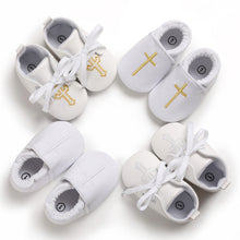 Load image into Gallery viewer, CROSS PRINT BABY BAPTISM SHOES - Little JQube
