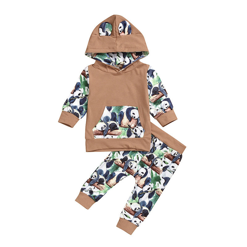 2 PCS Panda Print Outfit Set - Little JQube