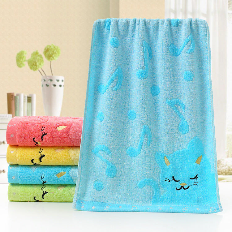 Musical Note and Cat Pattern Towel - Little JQube