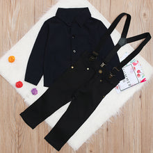 Load image into Gallery viewer, 3 Pcs Boys Suspender and Shirt Set - Little JQube
