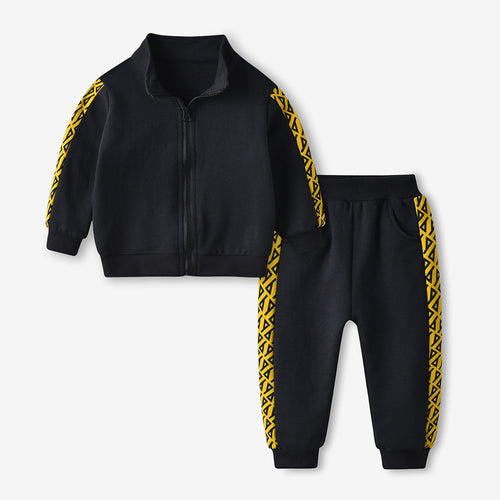 2 PCS Long Sleeve Zipper Tracksuit Set - Little JQube