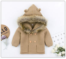 Load image into Gallery viewer, Baby Girls Hooded Woolen Sweater Coat - Little JQube
