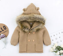 Load image into Gallery viewer, Boys Hooded Woolen Sweater Coat - Little JQube
