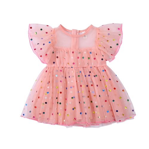 Colorful Polka Dot Mesh Dress - Little JQube