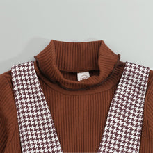 Load image into Gallery viewer, Solid Turtleneck Tops and Plaid Suspender Skirt - Little JQube
