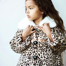 Load image into Gallery viewer, Girls Faux Fur Leopard Print Coat - Little JQube
