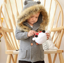 Load image into Gallery viewer, Boys Hooded Woolen Sweater Coat - Little JQube
