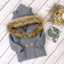 Load image into Gallery viewer, Boys Hooded Woolen Sweater Coat - Little JQube
