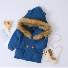 Load image into Gallery viewer, Boys Hooded Woolen Sweater Coat - Little JQube
