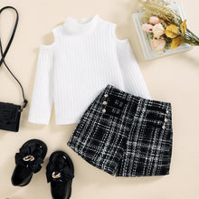 Load image into Gallery viewer, Ribbed Turtleneck Top and Plaid Short - Little JQube
