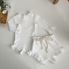 Load image into Gallery viewer, 2Pcs Ribbed Ruffle Romper Tops and Shorts - Little JQube
