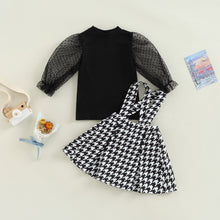 Load image into Gallery viewer, Sheer Dot Puff Top with Houndstooth Print Dress Set - Little JQube
