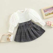 Load image into Gallery viewer, Long Puff Sleeve Top and Button Pleated Skirt Set - Little JQube
