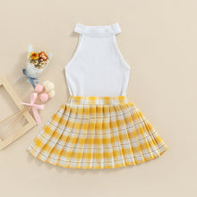 Load image into Gallery viewer, Tank Tops Plaid with Mini Pleated Skirt - Little JQube
