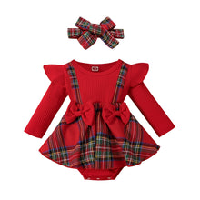 Load image into Gallery viewer, Romper Plaid Print Christmas Set - Little JQube
