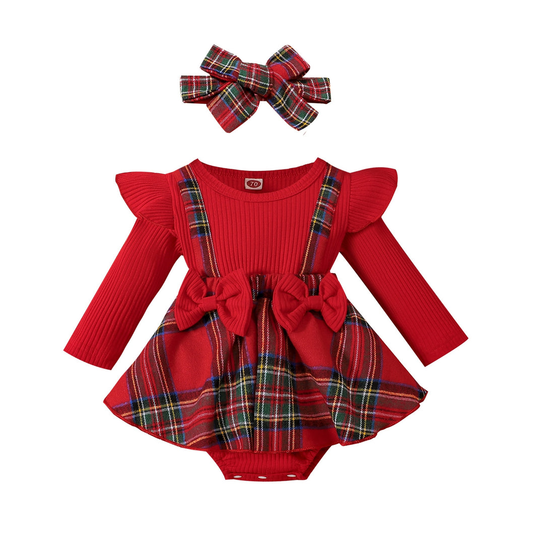 Romper Plaid Print Christmas Set - Little JQube